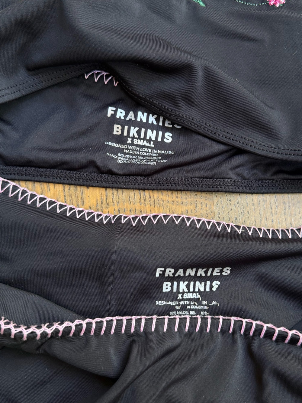 Frankie's Bikinis Black Floral-Embroidered Bandeau Set - Picture 2 of 2